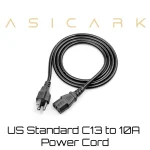 C13-10A Power Cord for ASIC Miners – EU/US/UK Plug Types Available