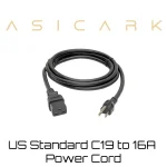 C19-16A Power Cord for ASIC Miners – EU/US/UK Plug Types Available