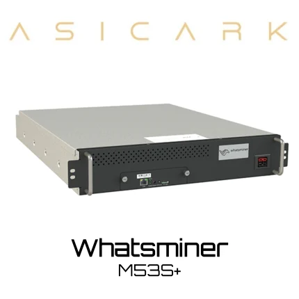 MircoBT Whatsminer M53S+ ASIC miner image for BTC, BCH, and BSV mining, professional SHA-256 cryptocurrency mining machine