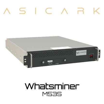 MircoBT Whatsminer M53S ASIC miner image for BTC, BCH, and BSV mining, professional SHA-256 cryptocurrency mining machine