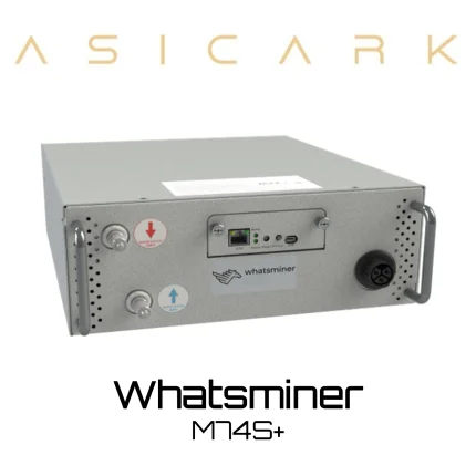 MircoBT Whatsminer M74S+ ASIC miner image for BTC, BCH, and BSV mining, SHA-256 cryptocurrency mining machine